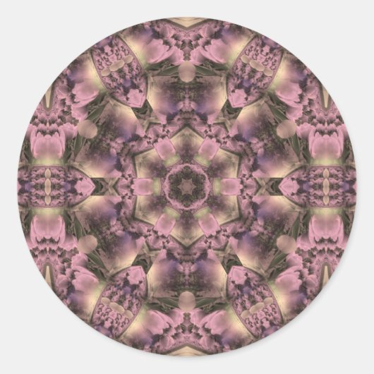 Victoriaans roze Antiek Ronde Sticker (Voorkant)