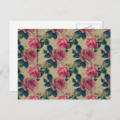  Victoriaans roze bloemen Briefkaart (Voorkant / Achterkant)