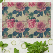  Victoriaans roze bloemen Theedoek (Gevouwen)