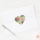  Victoriaans Roze en Rode Rozen Hart Sticker (Envelop)