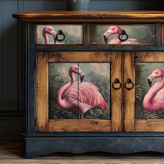 Victoriaans Roze Flamingo Rozen Illustratie Tissuepapier