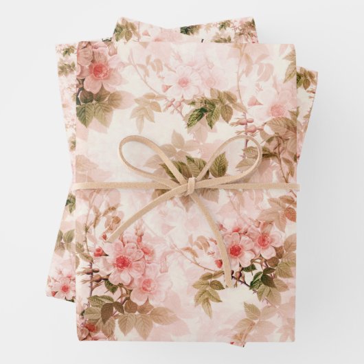  Victoriaans Roze Floral Elegant Chic Pattern Inpakpapier Vel (In situ)
