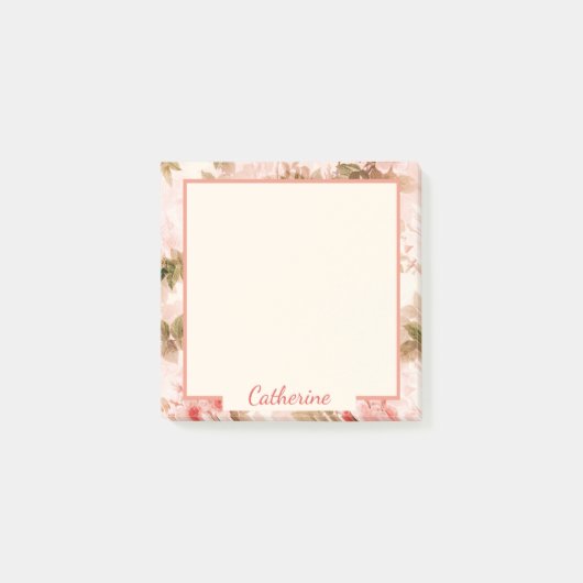Victoriaans Roze Floral Elegant Chic Pattern Post-it® Notes (Voorkant)