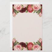 Victoriaans roze rode bruine Rozen Briefpapier (Voorkant / Achterkant)