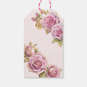  Victoriaans roze roos bruids thee partij gunst Cadeaulabel (Achterkant)