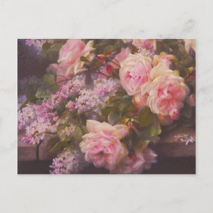  Victoriaans Roze Roses en het Briefkaart Lilacs