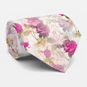 Victoriaans Roze Roze Bloem Patroon Stropdas