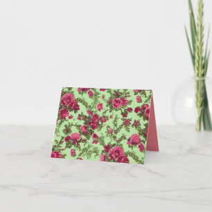 Victoriaans roze rozen bedankkaart