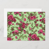 Victoriaans roze rozen briefkaart (Voorkant / Achterkant)