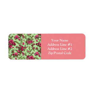 Victoriaans roze rozen etiket