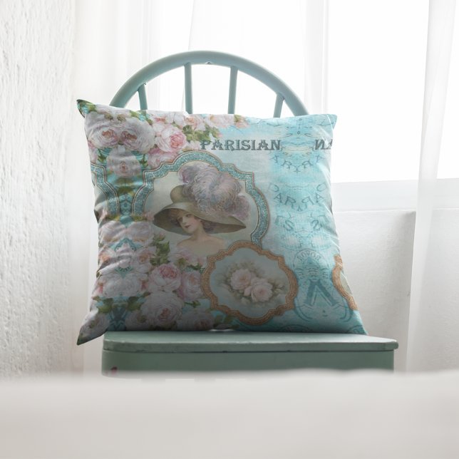  Victoriaans Rozen Bindblauw Kussen (Creator heeft geüpload)