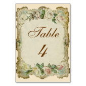Victoriaans Rozen Cream Trouwtafel Kaart (Voorkant)