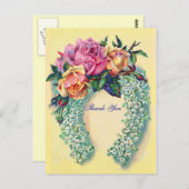 Victoriaans Rozen Dank u Briefkaart (Voorkant / Achterkant)