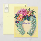 Victoriaans Rozen Dank u Briefkaart (Voorkant / Achterkant)