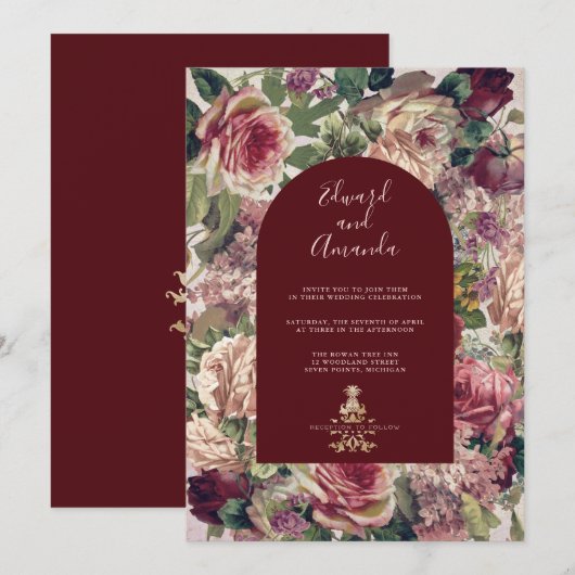 Victoriaans Rozen en Bourgogne Kaart (Voorkant / Achterkant)