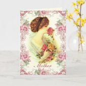 Victoriaans Rozen Moederdag Kaart (Gele Bloem)