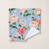 Victoriaans Rozen op een blauwe achtergrond Bad Handdoek (Wasdoekje)