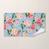 Victoriaans Rozen op een blauwe achtergrond Bad Handdoek (Handdoek)
