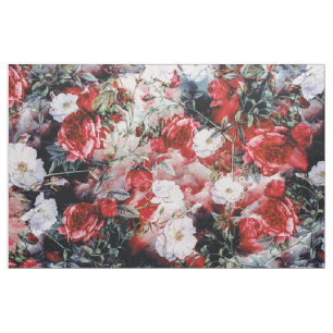 Victoriaans Rozen Platte, witte zwarte weefsels Stof