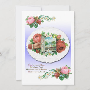 Victoriaans Rozen Vinatge Art Invitation Sjabloon Kaart