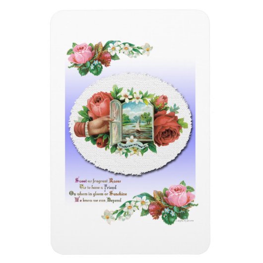 Victoriaans Rozen Vriendschapskunst Magneet (Verticaal)