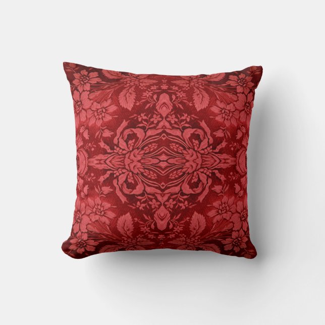 Victoriaans Ruby Red Floral Pattern MoJo Pillow Kussen (Voorkant)