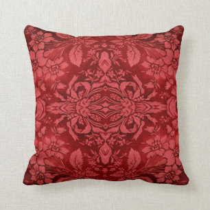 Victoriaans Ruby Red Floral Pattern MoJo Pillow Kussen
