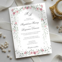 Victoriaans Sage Blush Roze Bloemen Wijnstok Weddi