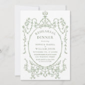 Victoriaans Sage Green Repetitie Diner QR-code Kaart (Voorkant)