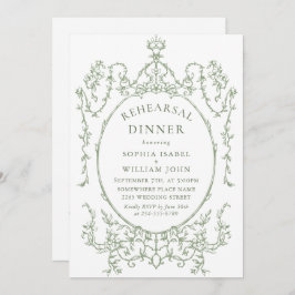 Victoriaans Sage Green Repetitie Diner QR-code Kaart