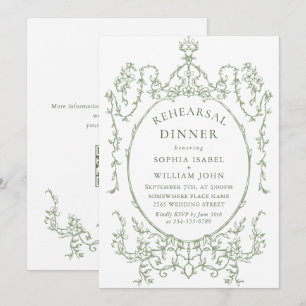 Victoriaans Sage Green Repetitie Diner QR-code Kaart