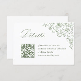 Victoriaans Sage Green Wedding QR code Details Informatiekaartje