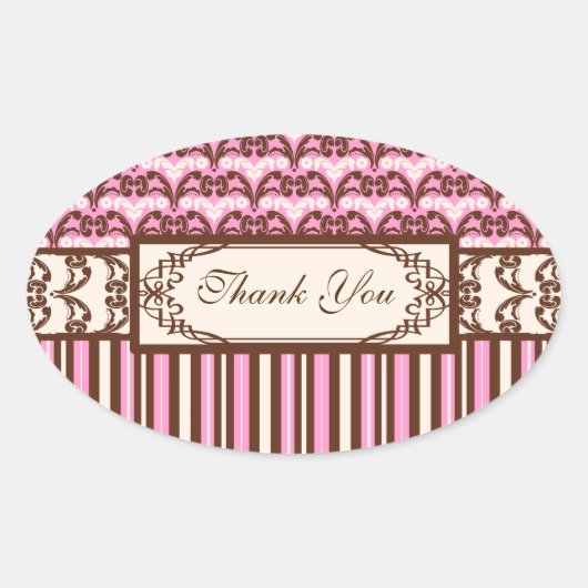 Victoriaans salon Elegant Wild West Cowgirl Damask Ovale Sticker (Voorkant)