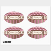 Victoriaans salon Elegant Wild West Cowgirl Damask Ovale Sticker (Vel)