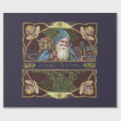 Victoriaans Santa Angels Kerst Antiek Cadeaupapier (Vlak)