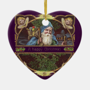 Victoriaans Santa Angels Kerst Antiek Keramisch Ornament