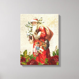  Victoriaans Santa Claus Antiek ontkoppeling Canvas Afdruk