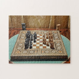 Victoriaans schaakprobleem met schaakmat legpuzzel