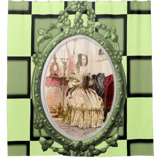 Victoriaans schoengordijn douchegordijn (Voorkant)