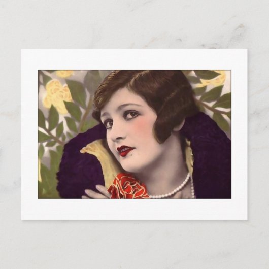 Victoriaans schoonheid in paarse jas briefkaart (Voorkant)