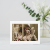 Victoriaans schoonheid met ventilator en reflectie briefkaart (Staand voorkant)