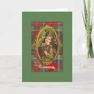 Victoriaans Schotse doedelzak kerst Kaart