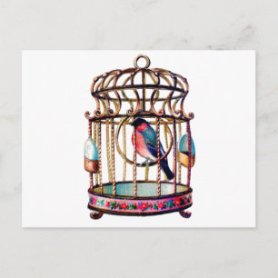 Victoriaans schroot Die cut Bird Cage Briefkaart