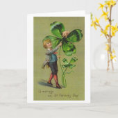 Victoriaans Shamrock en Pig St. Patrick's Day Kaar Kaart (Gele Bloem)