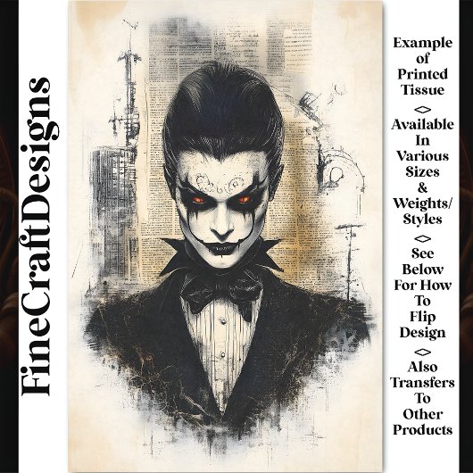 Victoriaans She Devil Vampire BB9 Decoupage Tissuepapier