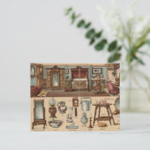 Victoriaans slaapkamer briefkaart (Staand voorkant)