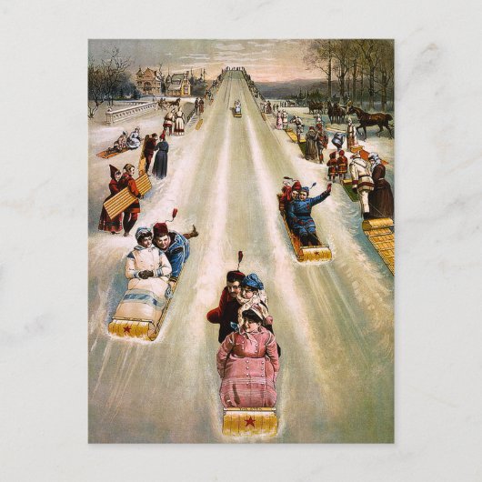 Victoriaans Slaping Hill Kerstmis Feestdagenkaart (Voorkant)