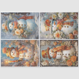 Victoriaans Sneeuw Dames 4 vierkant Tissuepapier