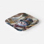 Victoriaans sneeuwman kerstontwerp papieren bordje (Gebogen)