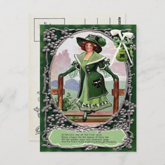 Victoriaans St. Patrick's Day Briefkaart (Voorkant / Achterkant)